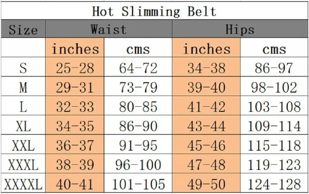JERN Hot Belt Sizes